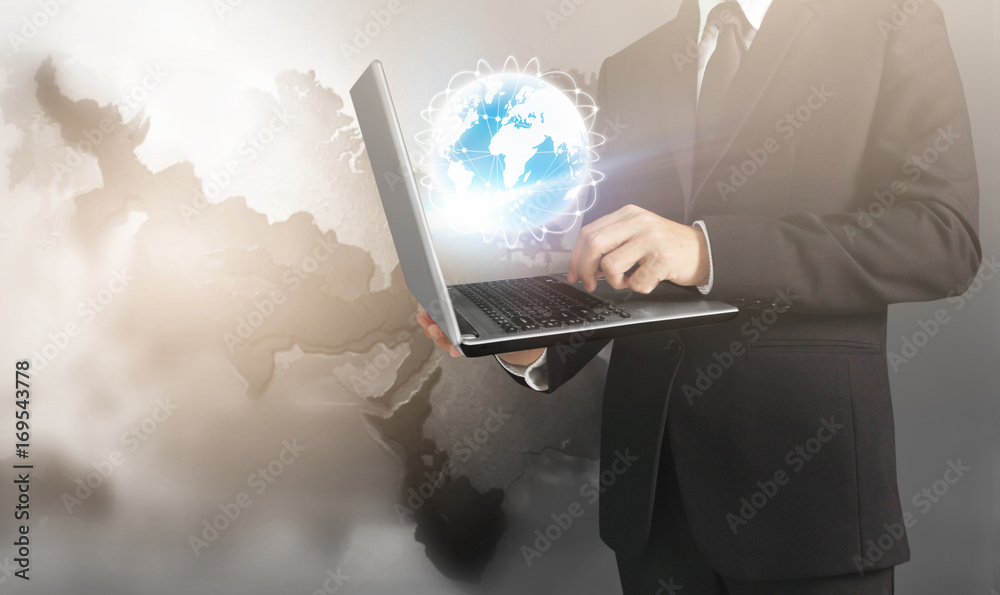 business man and suit holding laptop in hands business man and suit holding laptop in hands