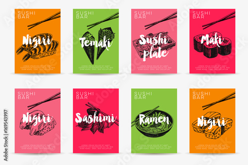 Vintage vector hand drawn Japanese food sketch Illustration.