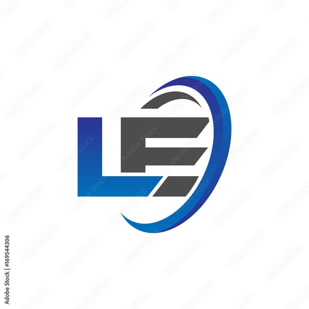 vector initial logo letters le with circle swoosh blue gray - obrazy, fototapety, plakaty 