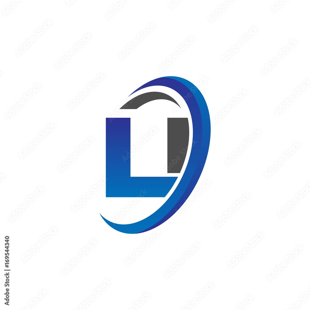 vector initial logo letters li with circle swoosh blue gray - obrazy, fototapety, plakaty 