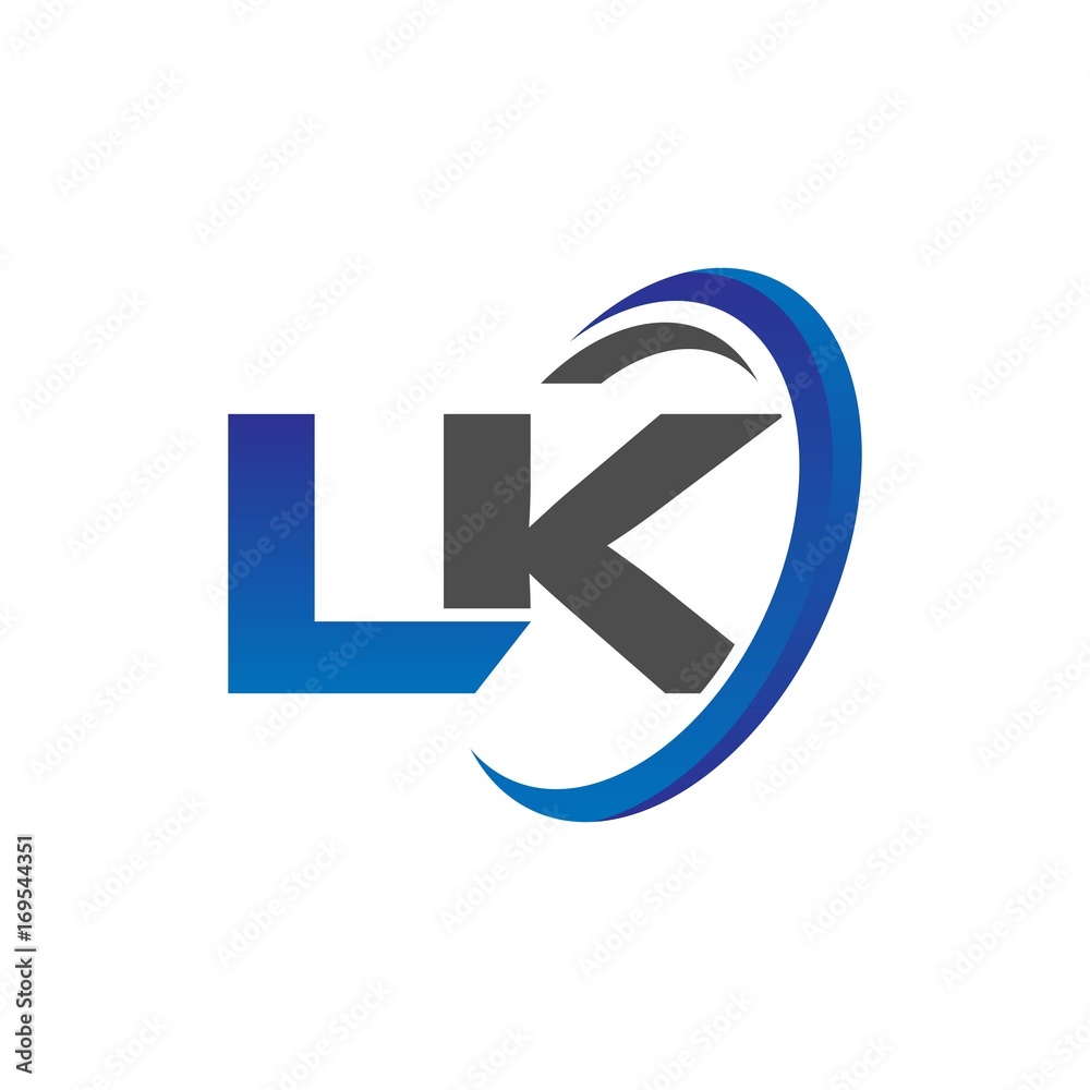 vector initial logo letters lk with circle swoosh blue gray vector initial logo letters lk with circle swoosh blue gray