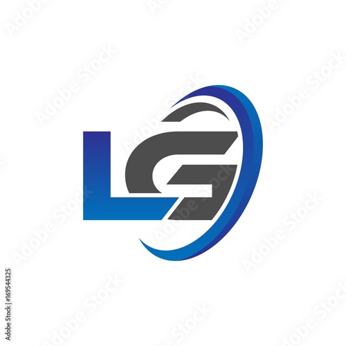 vector initial logo letters lg with circle swoosh blue gray © triwaw