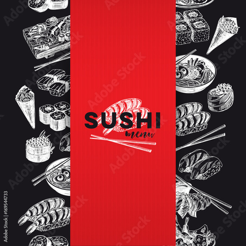 Vintage vector hand drawn Japanese food sketch Illustration.