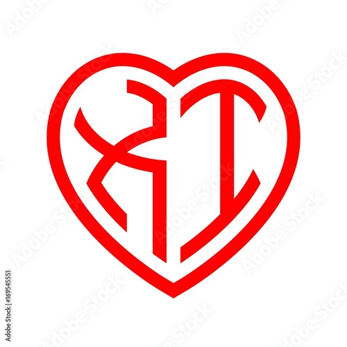 Free Download initial letters logo xi red monogram heart love shape - GFXLoad