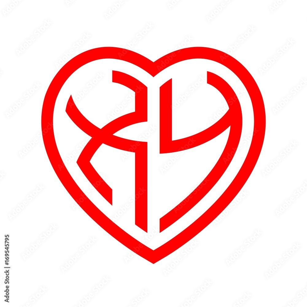 initial letters logo xy red monogram heart love shape initial letters logo xy red monogram heart love shape