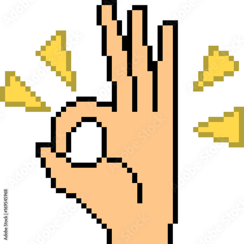 vector pixel art hand sign alright