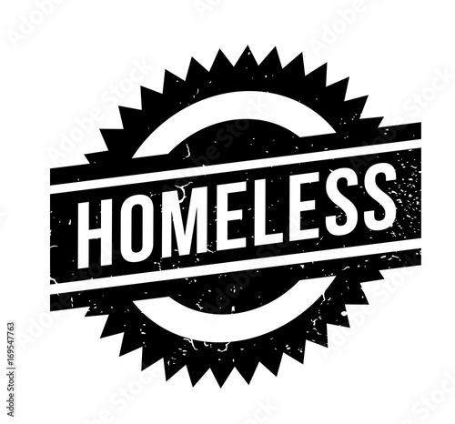 Homeless rubber stamp. Grunge design with dust scratches. Effects can be easily removed for a clean, crisp look. Color is easily changed.