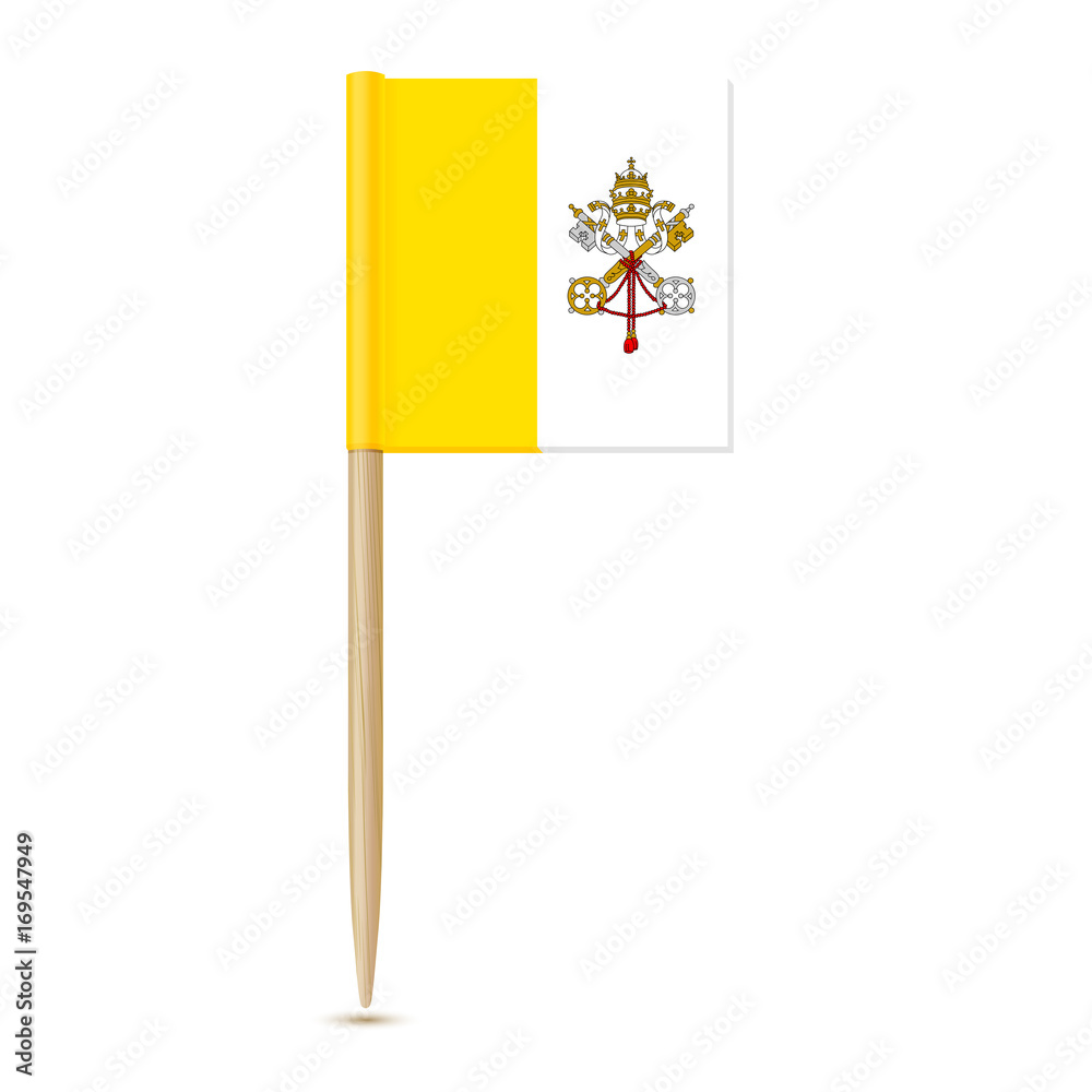 Flag of Vatican City. Flag toothpick on white background Flag of Vatican City. Flag toothpick on white background