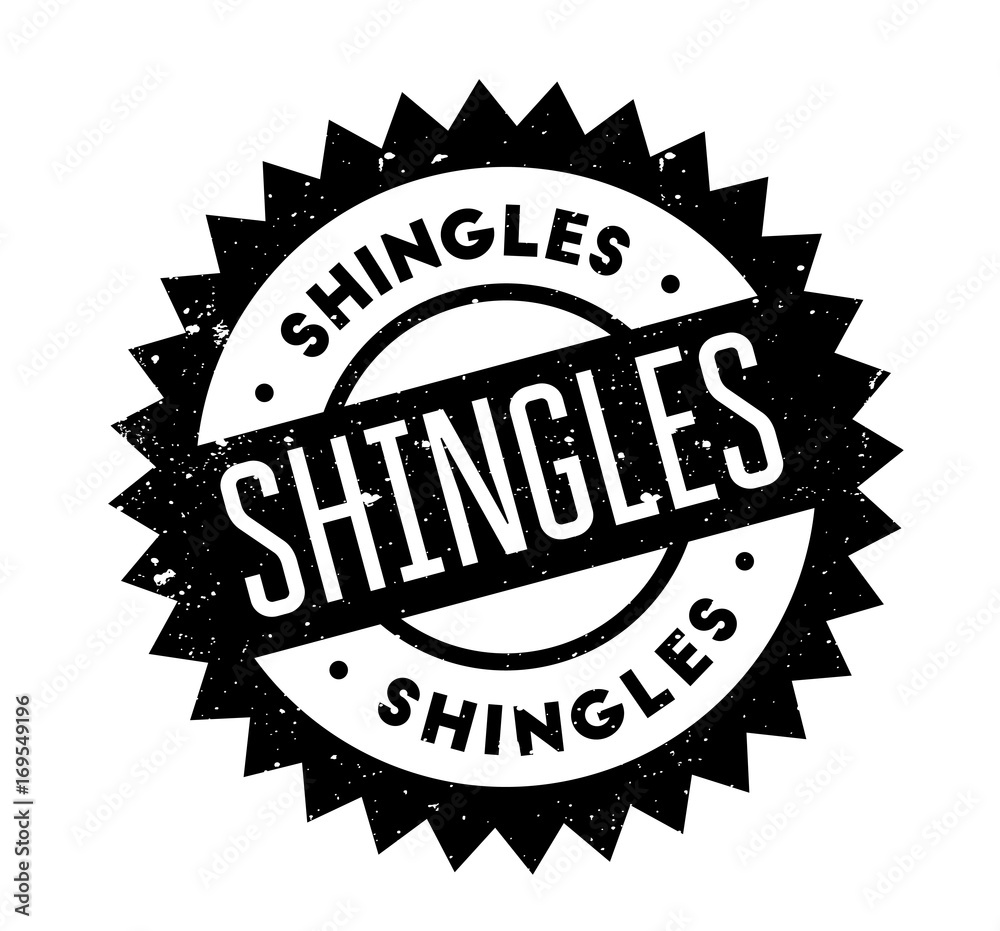 Shingles rubber stamp. Grunge design with dust scratches. Effects can be easily removed for a clean, crisp look. Color is easily changed.