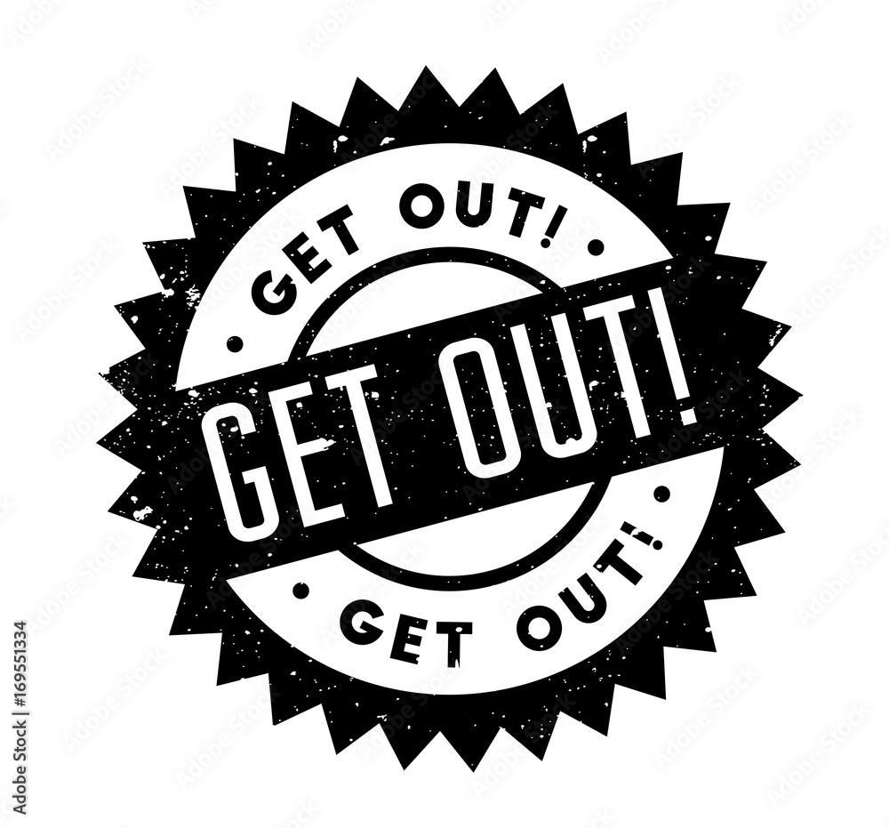 Get Out rubber stamp. Grunge design with dust scratches. Effects can be easily removed for a clean, crisp look. Color is easily changed. Get Out rubber stamp. Grunge design with dust scratches. Effects can be easily removed for a clean, crisp look. Color is easily changed.
