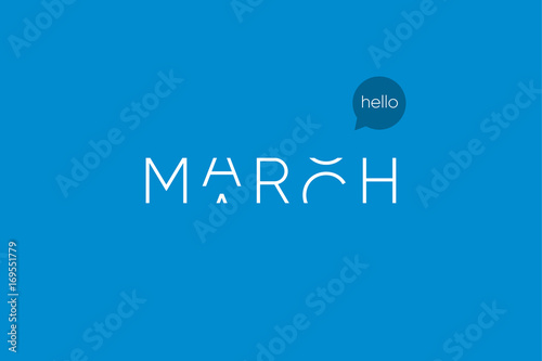 March logo with capitals letters in movement. Editable vector design.