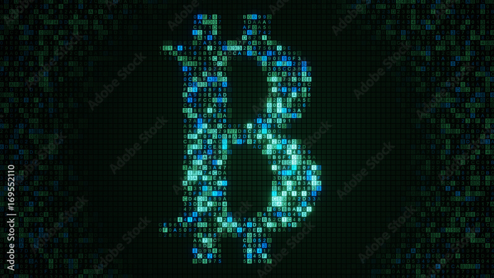 Green bit coin sign abstract virtual crypto currency concept