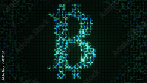 Green bit coin sign abstract virtual crypto currency concept