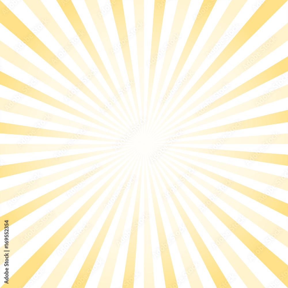 Abstract light Yellow White rays background. Vector - obrazy, fototapety, plakaty 