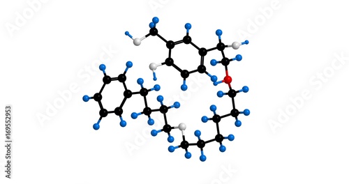 Salmeterol - molecular structure, 3d rendering photo
