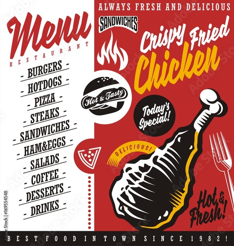 Fast food restaurant menu vector template