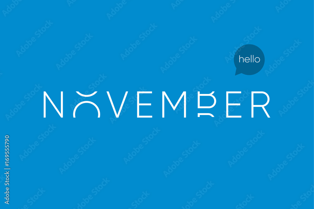 November logo with capitals letters in movement. Editable vector design.
