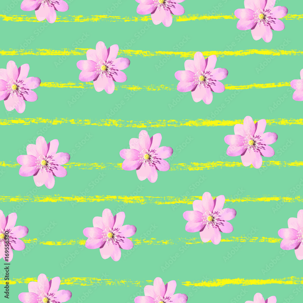 Floral Pattern with Blooming Flowers