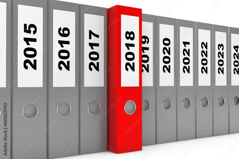 Office Folders with New Year 2018 Sign. 3d Rendering Office Folders with New Year 2018 Sign. 3d Rendering
