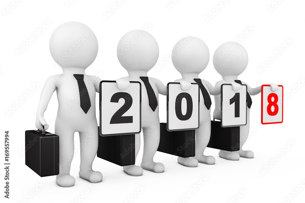 3d Businessmans with New 2018 Year Sign. 3d Rendering 3d Businessmans with New 2018 Year Sign. 3d Rendering
