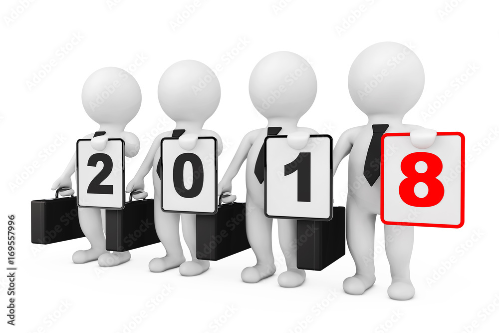 3d Businessmans with New 2018 Year Sign. 3d Rendering 3d Businessmans with New 2018 Year Sign. 3d Rendering