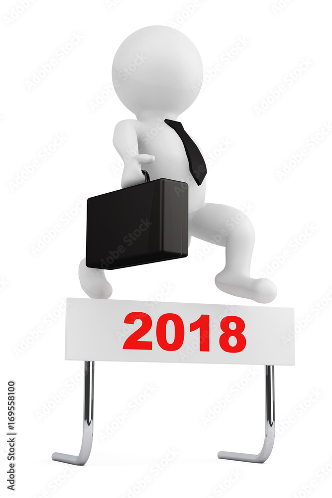 3d Businessman jump over the 2018 Year Barrier. 3d Rendering 3d Businessman jump over the 2018 Year Barrier. 3d Rendering