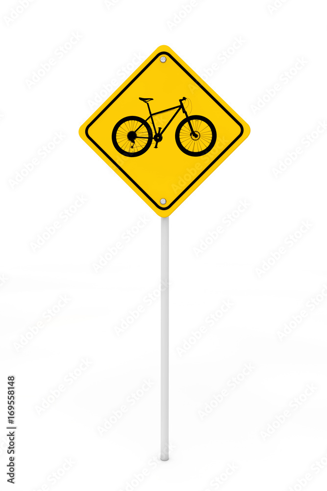 Bicycle Traffic Warning Sign. 3d Rendering Bicycle Traffic Warning Sign. 3d Rendering