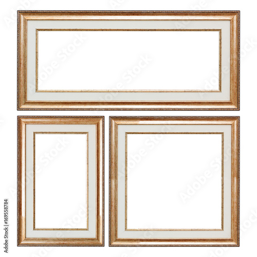 Set of Closeup Wooden Vintage Frames with Blank Space for Yours Design