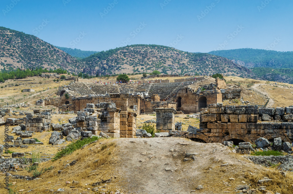 Ruins amphitheater  of the historic city of Hierapolis, Turkey