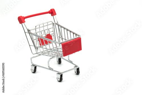 Shopping cart on white background.
