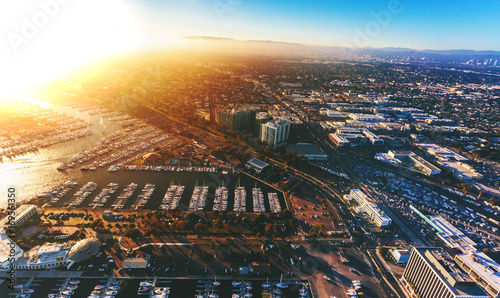 Aerial view of the Marina del Rey seaside community in Los Angeles photo