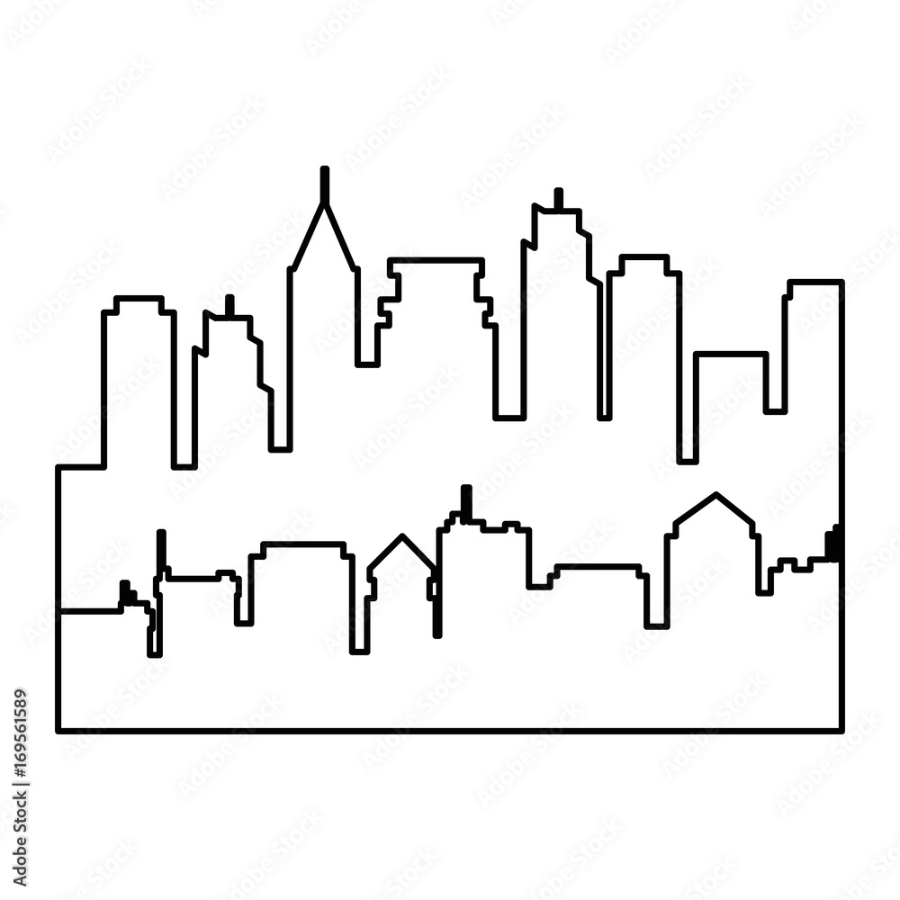 silhouette of city buildings icon over white background vector illustration
