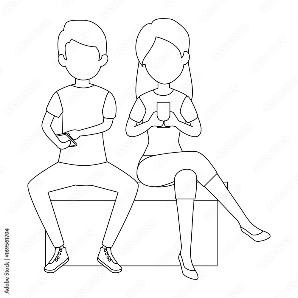 man and woman using smartphones icon over white background vector illustration
