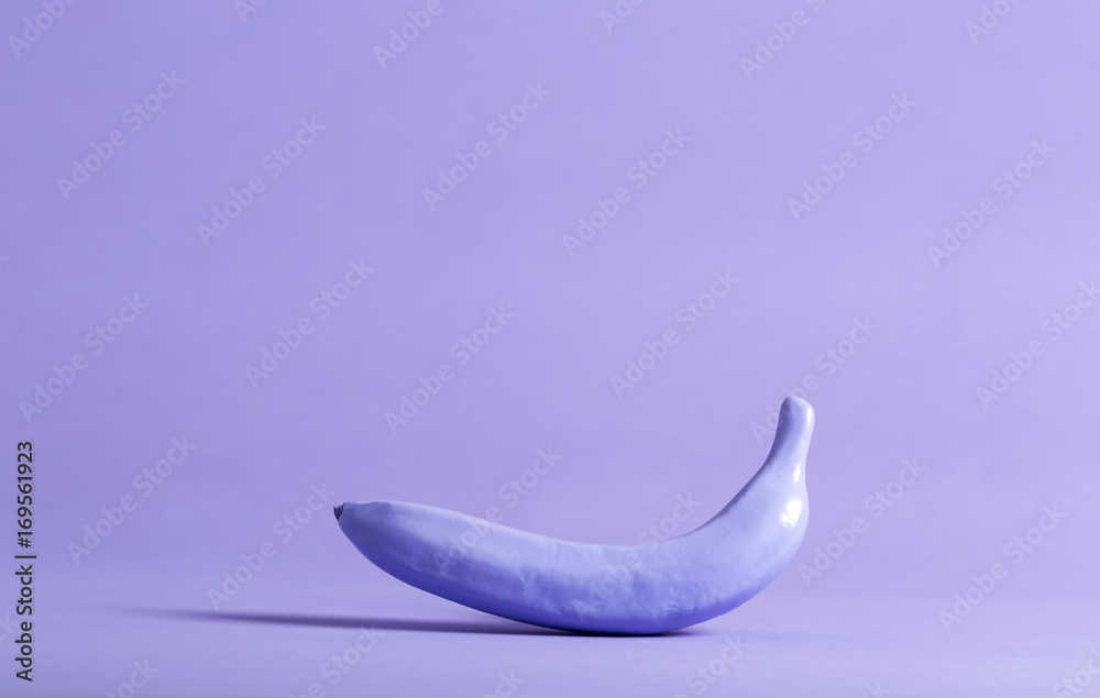 Painted funky banana on a bright background Painted funky banana on a bright background
