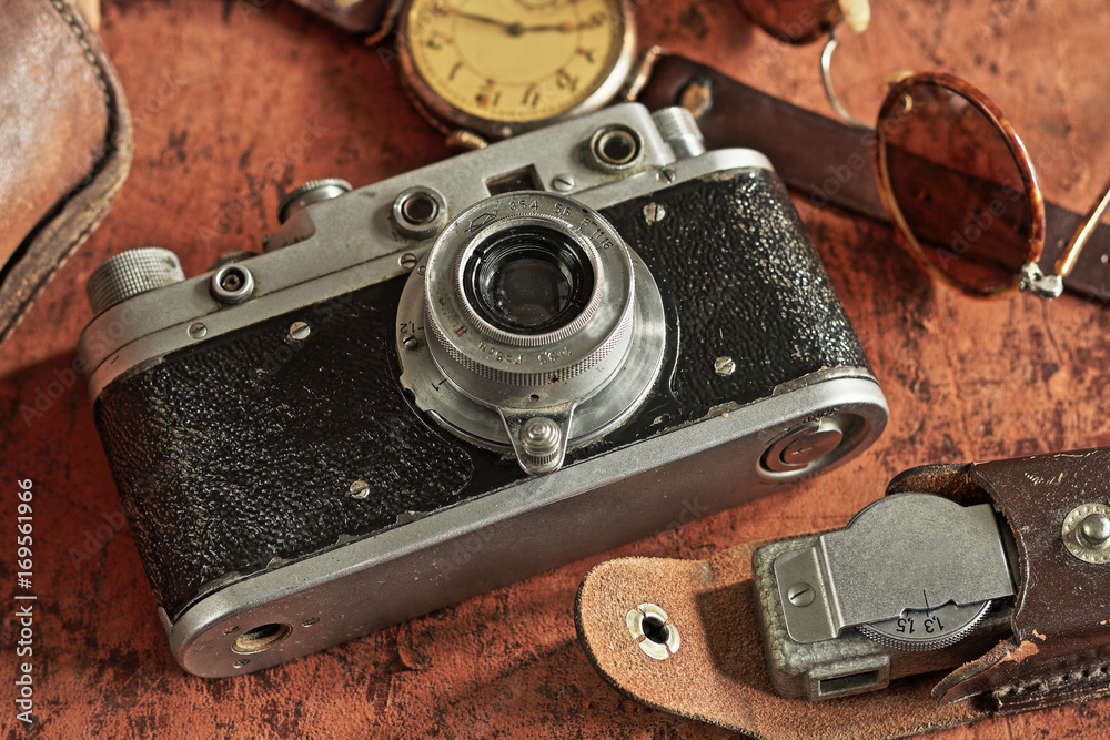 Vintage camera and exposure meter