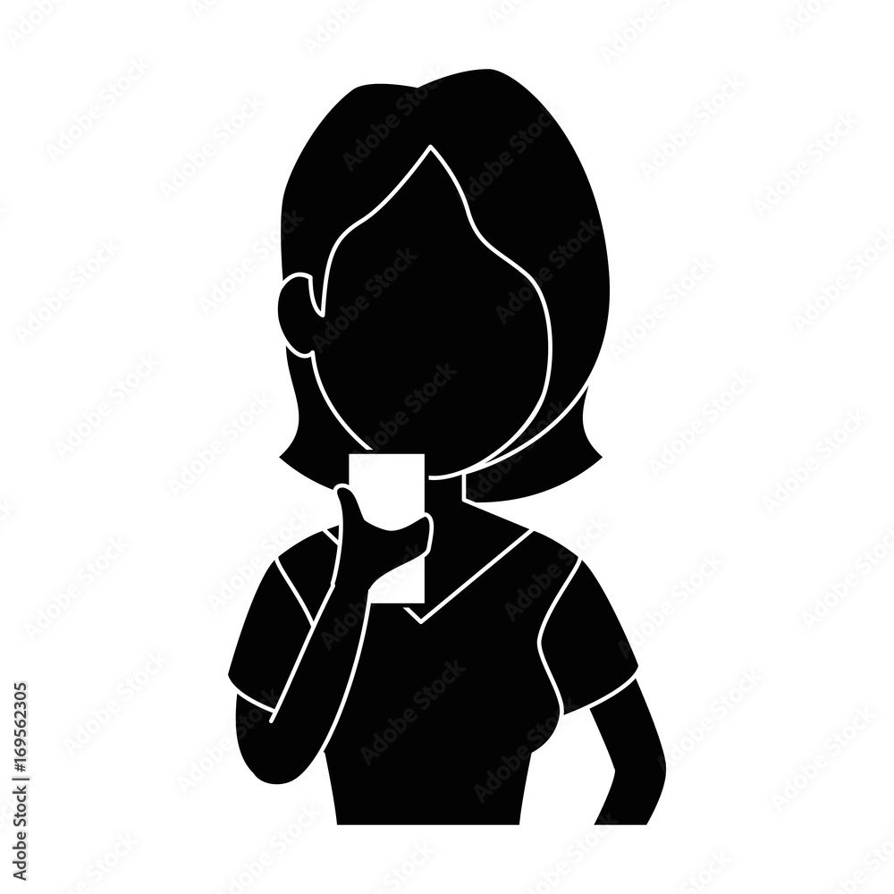 woman using a smartphone icon over white background vector illustration woman using a smartphone icon over white background vector illustration