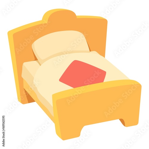 Bed icon, cartoon style