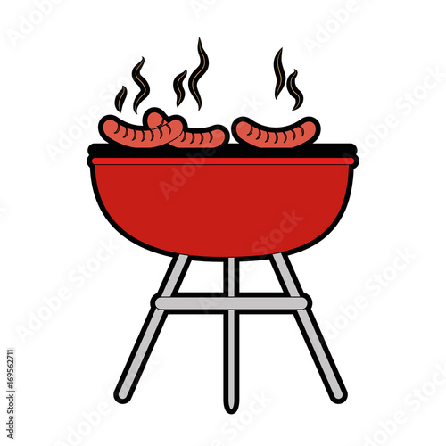 barbecue grill icon over white background vector illustration