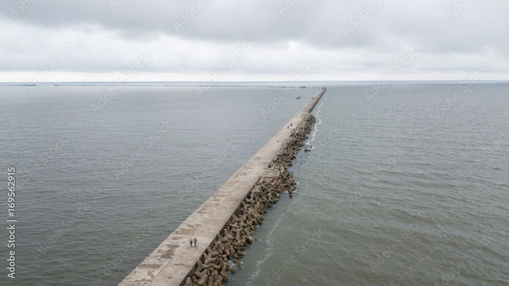 Liepaja Latvia Baltic Sea Seaside Aerial drone top view Liepaja Latvia Baltic Sea Seaside Aerial drone top view