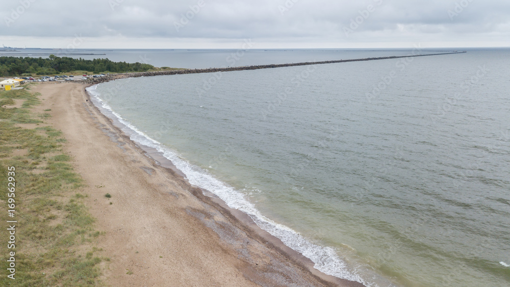 Liepaja Latvia Baltic Sea Seaside Aerial drone top view Liepaja Latvia Baltic Sea Seaside Aerial drone top view