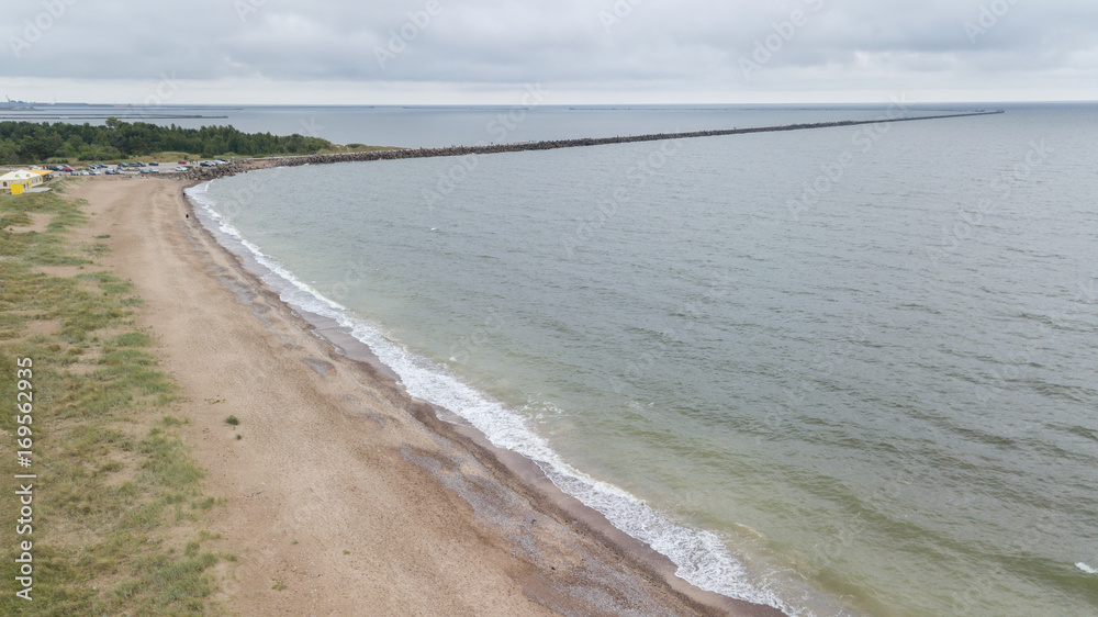 Liepaja Latvia Baltic Sea Seaside Aerial drone top view