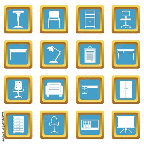 Office furniture icons azure