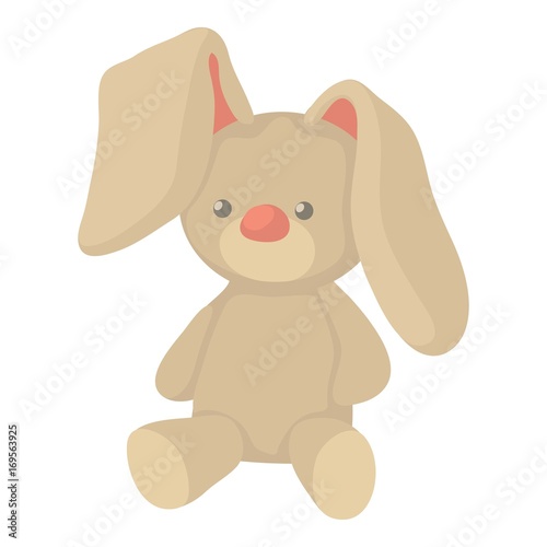 Plush toy bunny icon, cartoon style