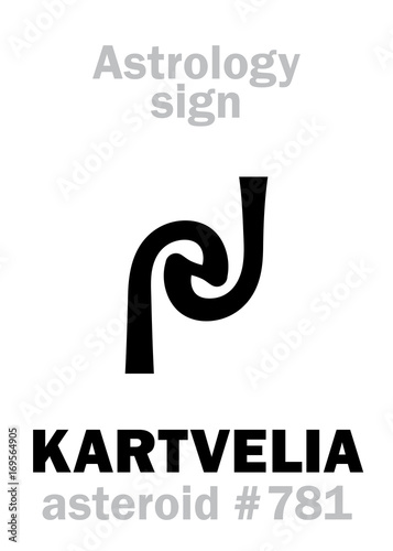 Astrology Alphabet: KARTVELIA, asteroid #781. Hieroglyphics character sign (single symbol). photo