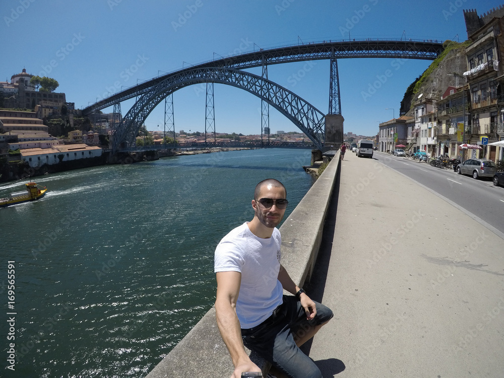 Young Traveller Taking a Selfie in Porto, Portugal Young Traveller Taking a Selfie in Porto, Portugal