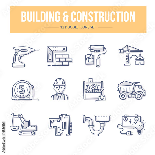 Building & Construction Doodle Icons