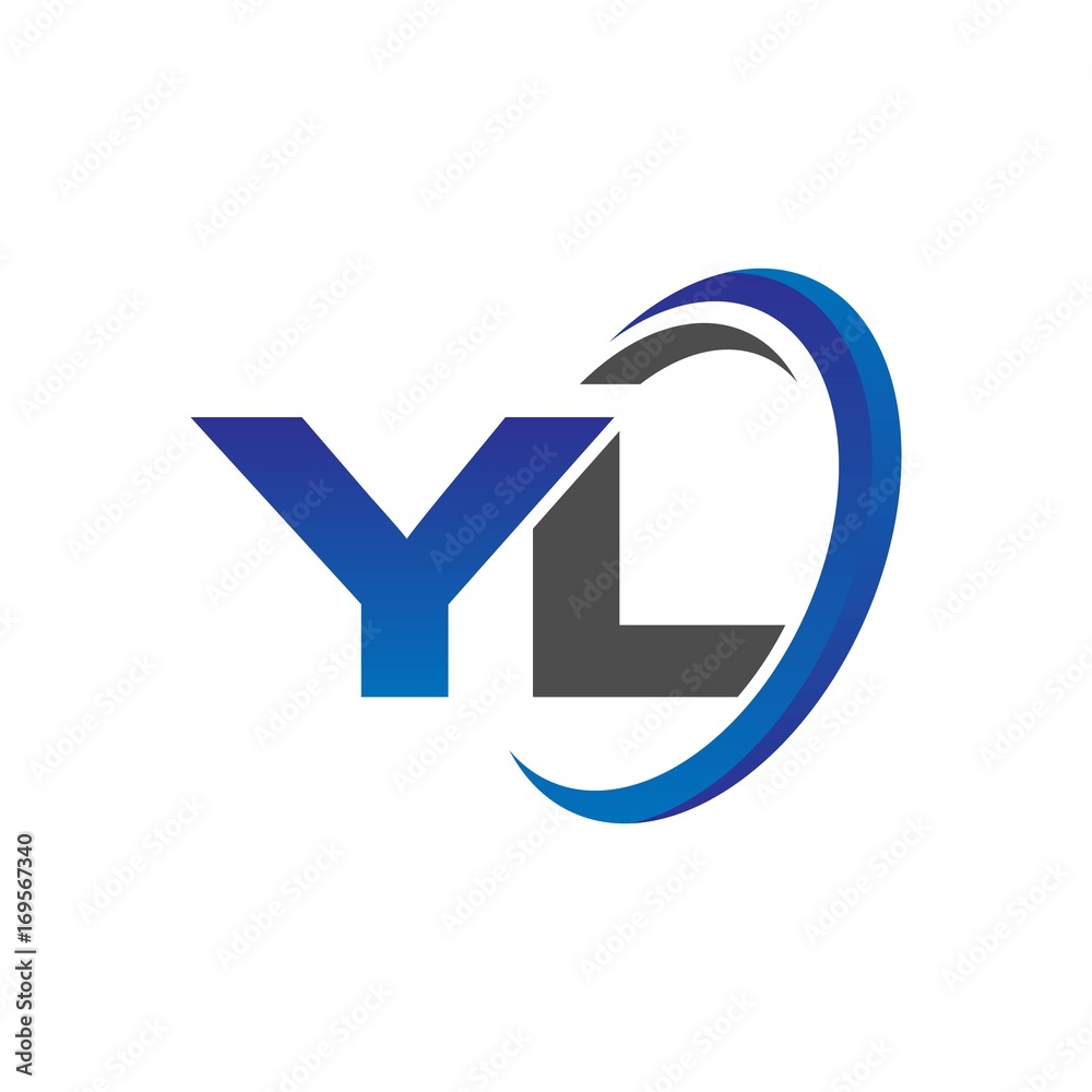vector initial logo letters yl with circle swoosh blue gray vector initial logo letters yl with circle swoosh blue gray