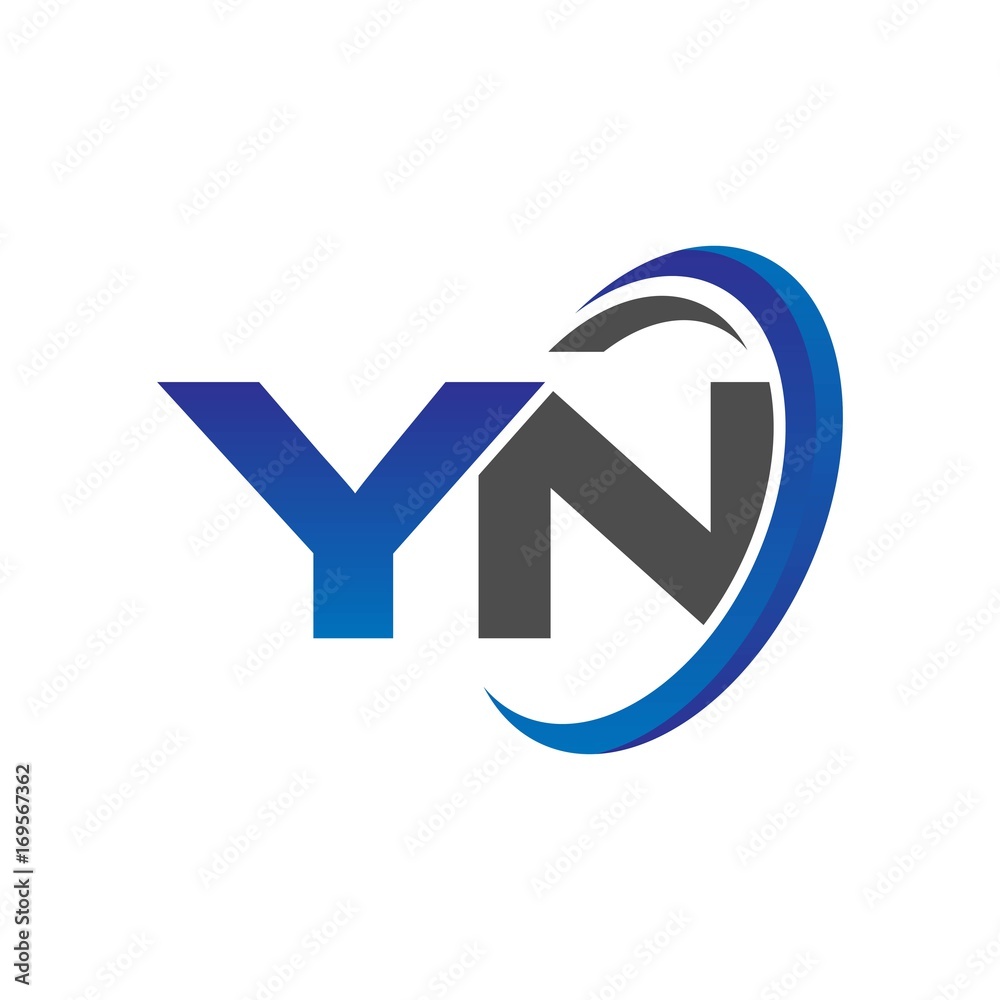 vector initial logo letters yn with circle swoosh blue gray vector initial logo letters yn with circle swoosh blue gray