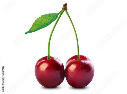 two ripe cherries