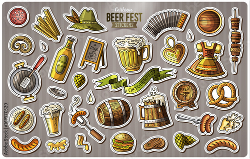 Set of Beer fest cartoon stickers